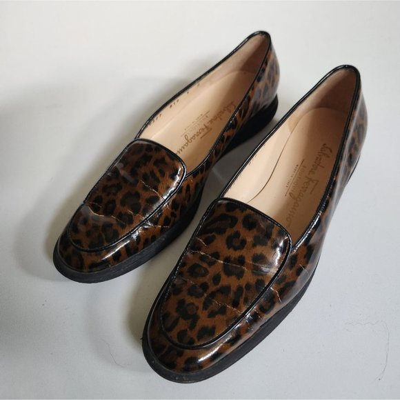 Salvatore Ferragamo Shoes - *SOLD* SALVATORE FERRAGAMO | Animal print loafers patent leather brown sz 6B